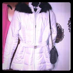 NWT ivory & black faux fur puffer coat by Rampage
